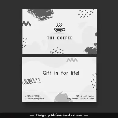 coffee business card template retro handdrawn grungy 
