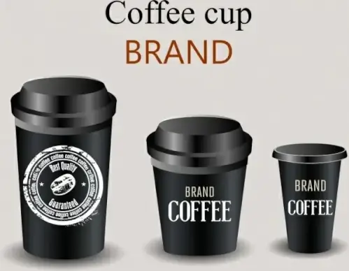 coffee glass icons 3d shiny black design