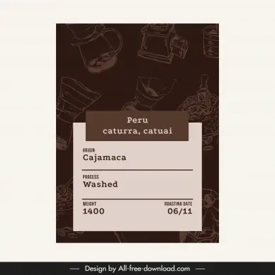   coffee label template dark retro handdrawn cafe elements