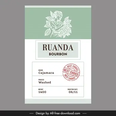   coffee label template flat handdrawn woman plantation cafe tree