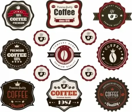 coffee labels collection vintage decor flat shapes