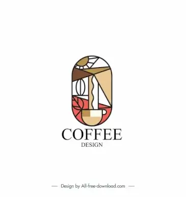 coffee logo template bean cup sketch geometric design