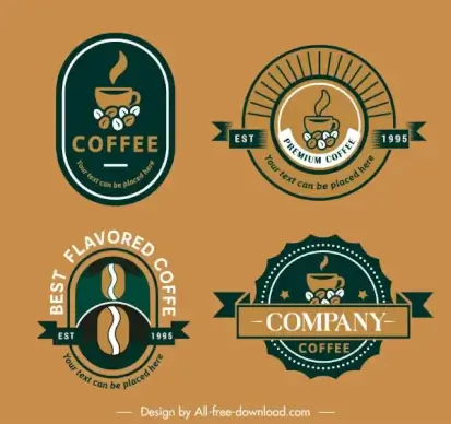 coffee logo templates flat elegant classical decor