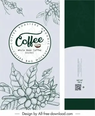 coffee packing template classical handdrawn decor