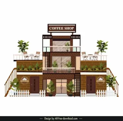 coffee shop architecture template modern brick wall decor