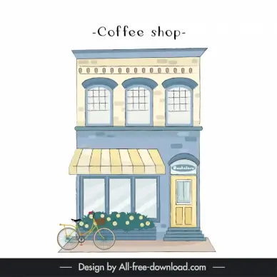 coffee shop design elements elegant handdrawn outline