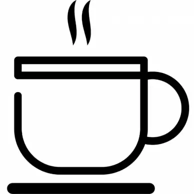 coffee sign icon flat cup black white outline