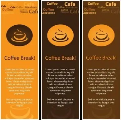 coffee banner templates classical brown decor cup sketch