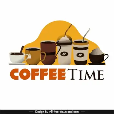 coffee time advertising banner cups sizes sketch