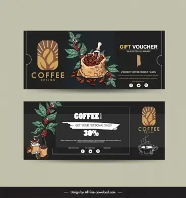 coffee voucher template dark retro