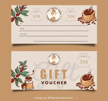 coffee voucher template elegant classic cafe elements