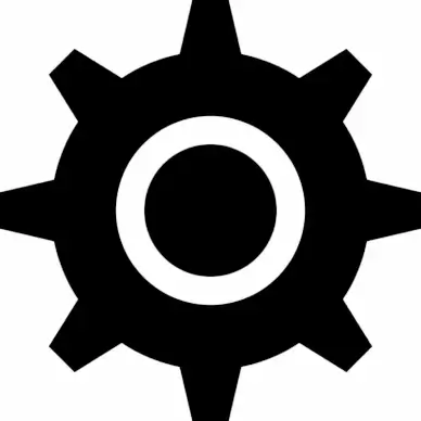 cog sign icon flat symmetric silhouette sketch