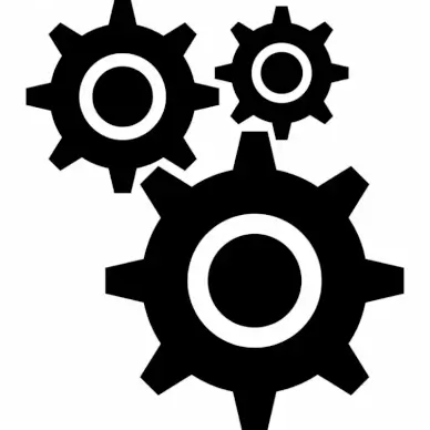 cogs sign icons flat silhouette outline 