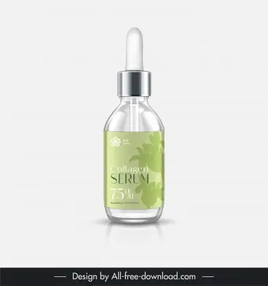 collagen serum bottle packaging template elegant flowers silhouette