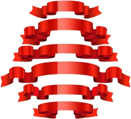 collection of red ribbon sets on white background
