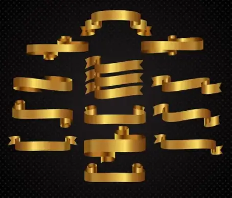 collection of shiny golden ribbons sets