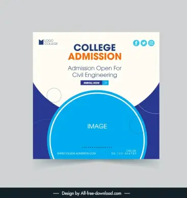 college admission advertising banner template flat circles decor