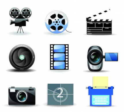 colored cinema icons sets