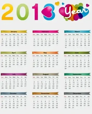 Colorful 2013 Calendar Vector Illustration