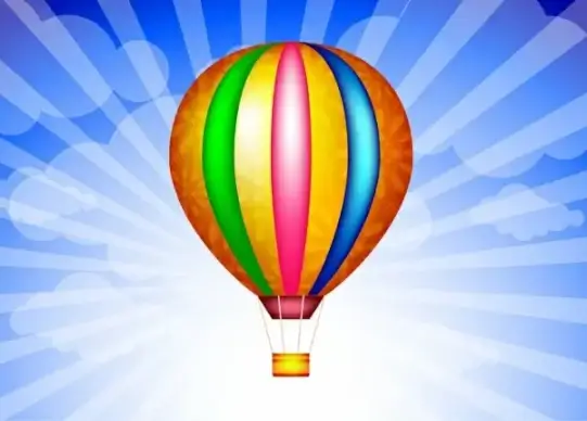 colorful balloon background white cloud rays backdrop