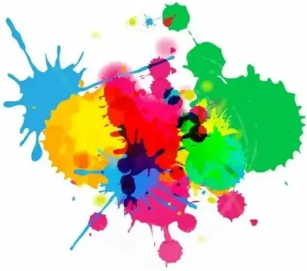Colorful Bright Ink Splashes on White Background