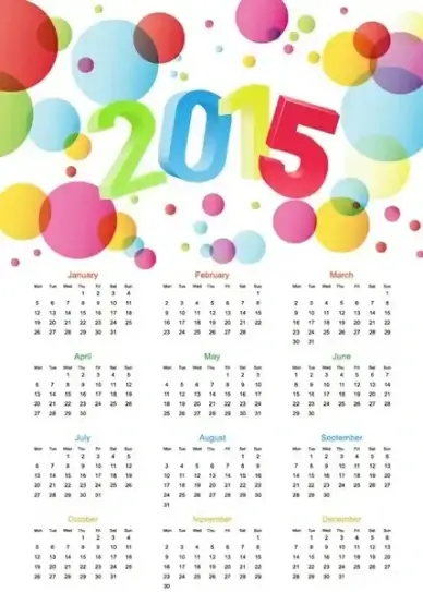 colorful calendar15 vector illustration