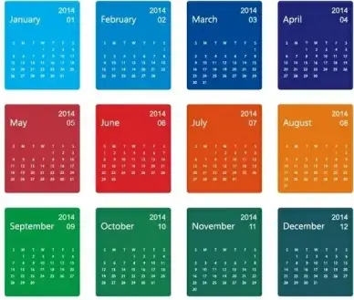 colorful design14 calendar vector