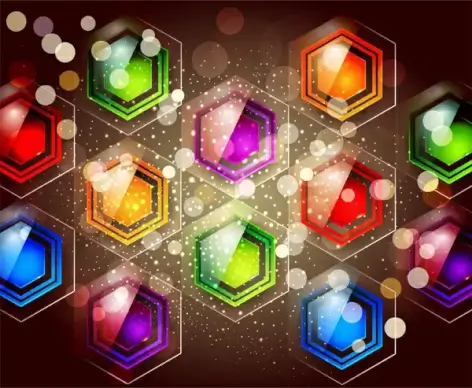 colorful glossy hexagon abstract background