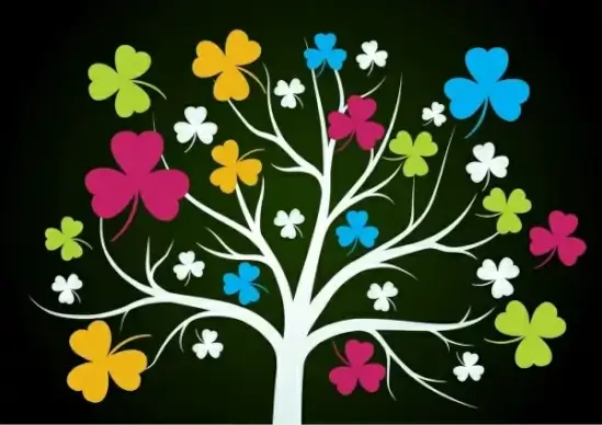 colorful leaves tree background flat outline
