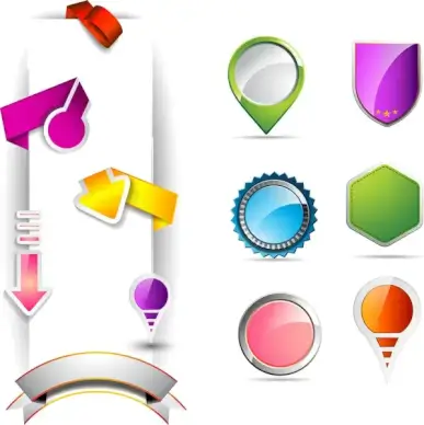 colorful shaped icons for web or game design
