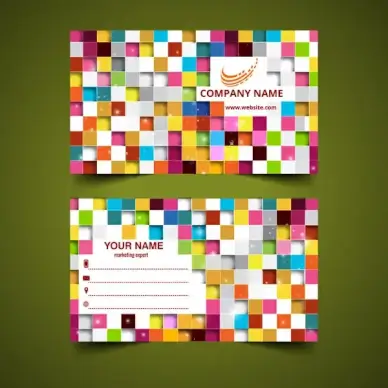 colorful square abstract business card templates