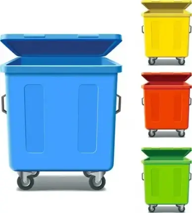 colorful trash can vector