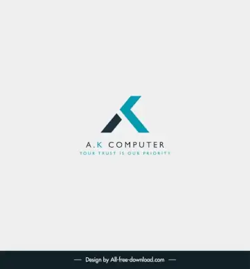 colour awesone logo ak computer template elegant modern flat stylized text design  