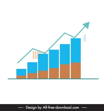 column chart stock market template flat sketch