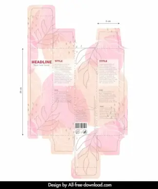 comestic box template flat handdrawn classical leaves decor