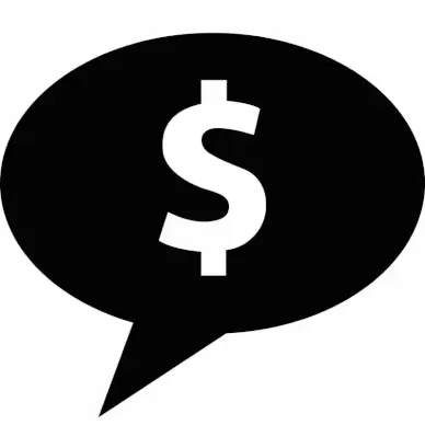 comment dollar sign icon flat black white contrast design