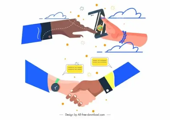 communication icons modern lifestyle sketch hands gestures