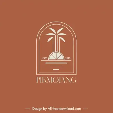 community liquor logo template flat classical geometric tree island lemon slice frame decor