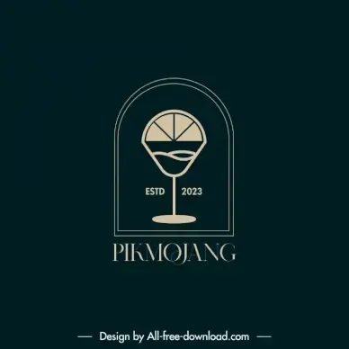 community liquor logotype flat dark symmetric retro cocktail glass outline 