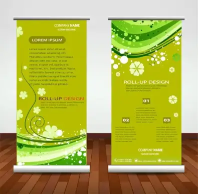 company banner illustration with artistic roll up design
