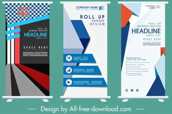 company banner templates rolled up shape modern decor