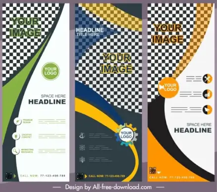 company banners templates colorful modern abstract checkered decor