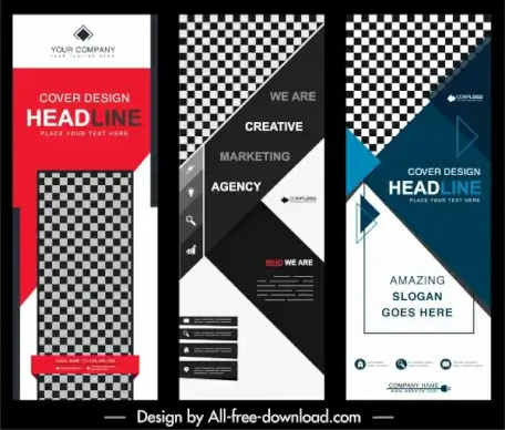 company poster templates modern colorful geometric checkered decor