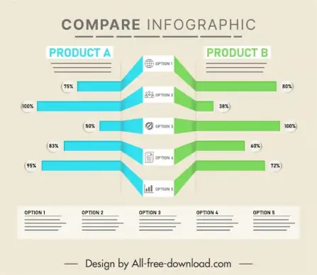 compare infographic template elegant 3d symmetric bar chart