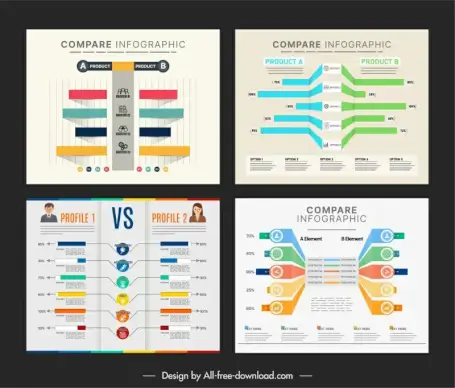 compare infographic templates collection elegant flat 3d modern 