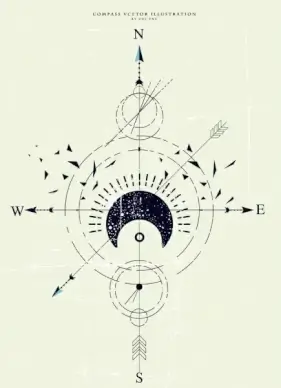 compass background retro flat sketch