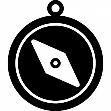 compass sign icon flat dark contrast black white geometric outline 