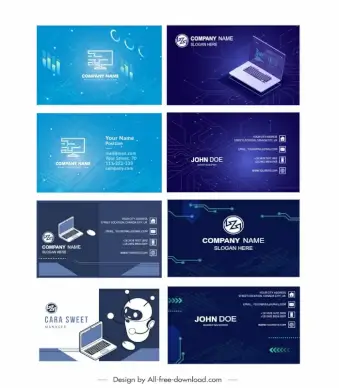 computer business card templates collection modern elegant computing elements