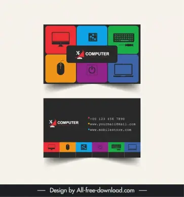 computer business card templates modern dark computing elements