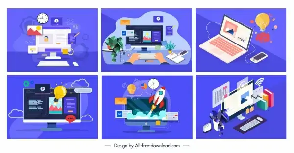 computer works background templates colorful technology objects sketch